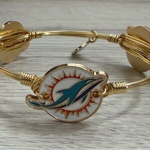 Bourbon and Bowties Gold and Teal Miami Dolphins Bracelet NEW